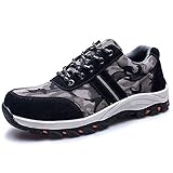  SUADEEX Damen Herren Sicherheitsschuhe Sportlich Trekking Wanderhalbschuhe Stahlkappe Arbeitsschuhe Hiking Schuhe Traillaufschuhe, Schwarz, 48 EU