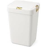 40 Litre Tekli &Ccedil;amaşır Sepeti - &Ccedil;&ouml;p Sepeti - B&uuml;y&uuml;k Boy &Ccedil;&ouml;p Kutusu - Dekoratif &Ccedil;&ouml;p Sepeti - Gri Beyaz - 28x58,5x35 cm (Altın)
