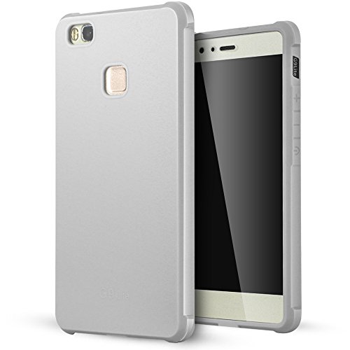 Huawei P9 Lite Funda Lizimandu Protectiva Carcasa de Silicona de gel TPU Transparente  Ultra delgada  Resistente a los ara  azos en su parte trasera  Amortigua los golpes Case Cover Para huawei p9 lite Gris Grey 