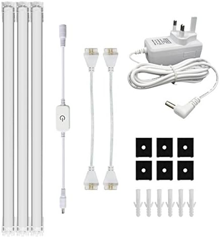 Simpome LED Under Cabinet Light Kit, 3 Panels Dimmable Under Counter Lighting, Warm White 3000K, 13.5W Total,30W Fluorescent Tube Equivalent, 1200lm, All Accessories Included