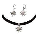 Länge Trachten Halskette: ca. 30 cm + 7 cm Verlängerungs-Kette, Länge Trachtenohrringe mit Klapp-Verschluß: ca. 4,8 cm