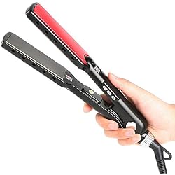 Alisador de pelo profesional, crepes de cerámica, 3 en 1, multifunción, reposicionable, alisador de cabello y rizador con pantalla LED/control de temperatura