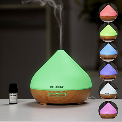 Songmics Aroma Diffuser Luftbefeuchter Aromatherapie Duftlampe Ultraschall 300 ml mit LED 7 Farben Abschaltautomatik Farbewechsel leiser Betrieb für Yoga Spa Salon Schlafzimmer Wohnzimmer Babies Kinderzimmer Büro etc. weiß FAD07T - 3