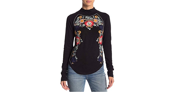 disco rose embroidered turtleneck top