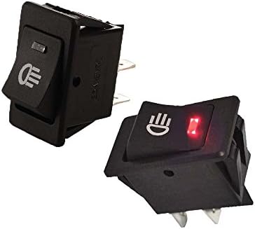 2Pcs Red LED Light 4 pole 35A/12V Car Modified Fog Light Rocker Toggle Switch On Off, Low Beam Rocker Switch