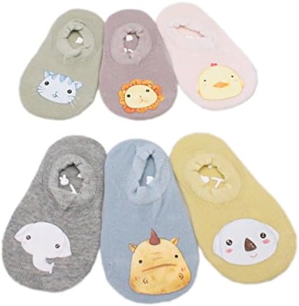 6 Pairs of Baby Girls Boys Anti-Slip Cute Cotton Slippers Socks (S - 6 to 12 Months)