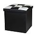 Produktbild nisuns OT02 Leder, Aufbewahrungskorb, zusammenklappbar Ottomane Cube Fußstütze Hocker Sitz, 300 kg max Laden, 38 x 38 x 38 cm schwarz / weiß