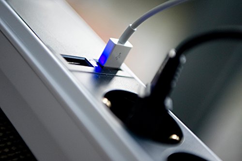 ednet 6-fach Steckdosenleiste mit 2x USB Ports (2A), 1,5 m SCHUKO, GS, VDE, weiß, flammenhemmend, 230V-50Hz - 4