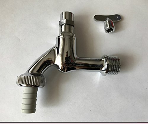 710B Auslaufventil, Auslaufhahn, Wasser Hahn, Geräteanschluss Hahn, mit Steckschlüssel, Verchromt, Messing 1/2
