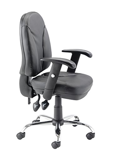 Office Hippo Office Chair with Adjustable Seat, Back and Arms, Leather - Black