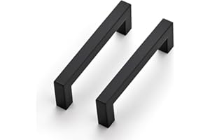 Ravinte 5 Stück Schrankgriffe 96mm Möbelgriffe Schwarz Griffe für Küchenschränke Schrankgriffe Quadratischer Griffe Möbel Rostfreier Edelstahl Türgriffef für Küchengriffe