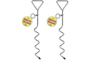 5STARWAREHOUSE 2 x Portable Metal Screw In Ground Stake Pet Lead Holder Pole 42cm