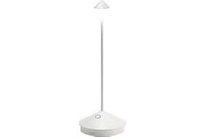 Zafferano Pina Pro, Lámpara LED de Mesa Inalámbrica Recargable, Dimmer touch 2700K, IP54 Uso Interior/Exterior, Batería Larga Duración, Estructura en Aluminio, H29cm – Blanco