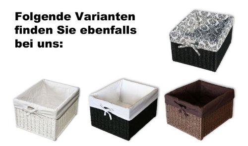 KMH®, Praktische Korb-Box im Rattan-Look (schwarz mit weissem Innenfutter) (#204047) - 4
