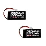 30C (18A) Venom 30C 1S 600mAh 3.7V LiPo Drone Battery with Micro Losi Plug x2 packs