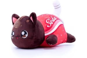 LAIBUY Cat Plush Pillow, Soft Kawaii Kitten Anime Plushie Hugging Pillow, Cute Stuffed Cat Animal Plush Toys Suitable Kids Boys Girls and Her Birthday Christmas Day Gifts (coke)