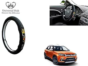 Universal Hub Car Steering Wheel Cover (Chromium Om Namah Shivay) for Vitara Brezza