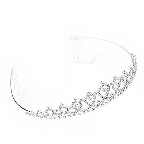 Ecloud Shop Versilbert Strass luxuriöse Diadem Kamm Braut Haarband Kopfschmuck Haarreif
