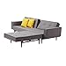 Produktbild Innovation Splitback Wood Schlafsofa mit Armlehnen, grau Gestell dunkles Holz Stoff 216 Flashtex Dark Grey inkl. ausklappbarer Splitback Wood Sessel Liegefläche 115 x 210cm