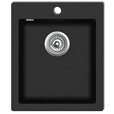 VIDAXL évier de cuisine encastrable à 1 bac en granite noir