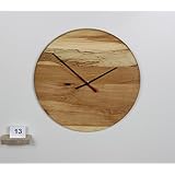Uhr Wanduhr aus gestockter Buche Wildwuchs Holz konvex lautlos Durchmesser 34cm