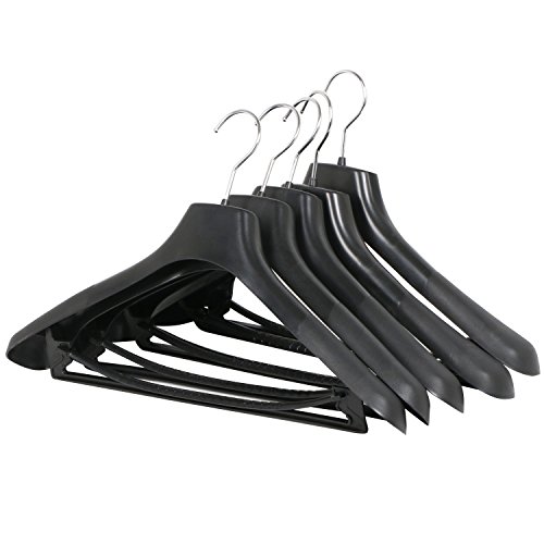 TRIXES 5-er Pack Kleiderbügel für Anzüge, Jacken, Hosen etc. aus Kunststoff in Schwarz - 4