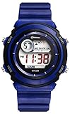 Kinder Kind Mädchen Jungen Männer Frauen Multifunktions wasserdicht 30M Sport Digital Uhren Stoppuhr mit Uhr und Nachtlicht - 8 Farben (Dunkelblau)