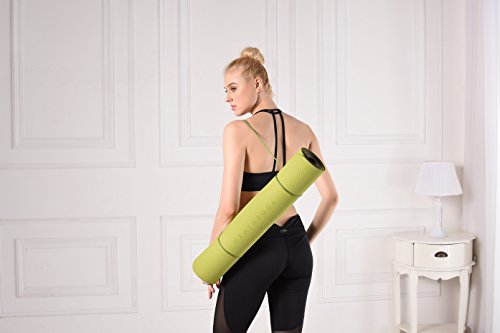 HEATHYOGA hochwertige Yogamatte mit Anti-Ruschbelag, Design Hilfslinien, licht, umweltfreundlich, langlebig, Maße: 183 cm Länge, Breite 65 cm, Höhe 0.6cm - 7