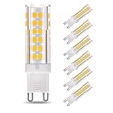 LAKES G9 LED Ampoule, 7W (équivalent ampoule halogène 60W), non-gradable, angle de faisceau de 360 degrés, 3000K blanc chaud, ampoules à économie d'énergie, 6 paquets