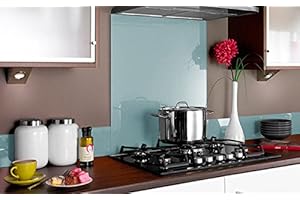 Vidriopanel Panel DE Vidrio para Cocina en Color Agua Marina 70x60 (69,6cm x 59,6cm) / Cristal de Protección Salpicaduras en Diferentes Medidas para frentes de cocinas