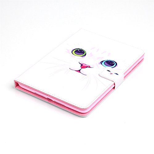 iPad mini 3 Lederhülle – Felfy Slim Full Body Unique Tier weiße Katze Muster PU Case Cover Etui Schutz Hülle Tasche für Apple ipad mini 3 mini 2 mini 1 + 1x Bunte Eule Anti Stöpsel + 1x Silver Stylus - 5