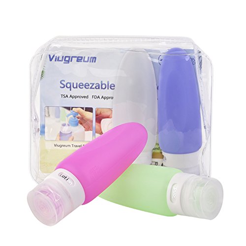 confronta il prezzo Viugreum Set Bottigliette Porta Liquidi da Viaggio Contenitori Silicone Igienico Morbido Latte in Polvere Shampoo Creme ANTI PERDITA Trousse Bottiglie Etichettate Bagaglio a Mano (89 ml x4 Pezzi) miglior prezzo