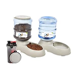 Yizish automático dispensador de Mascotas Juego 3.5l + Botella de Comida de Agua para Mascotas para al Aire Libre, Alimentador de Comida para Mascotas con Bebedero para Perros Gatos Mascotas Animales