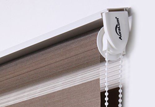 SHINY HOME® 60/80/90/100 x 150 cm Elegant Duo-Rollo Klemmfix ohne Bohren Doppelrollo verspannt inkl Klemmträger – in 4 Größen | Kaffeebraun | 100 x 150 cm - 4