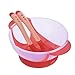Price comparison product image SERDA Baby Feeding Soft Silicone Suction Cup Bowl Set Slip-resistant Tableware Temperature Sensing Color Changing Flatware Baby Training Spoon Fork(Pink)