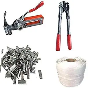 Heavy-Duty Strapping Packing Tool Kit (Ratchet Tensioner, Crimper, Strap and Clip)