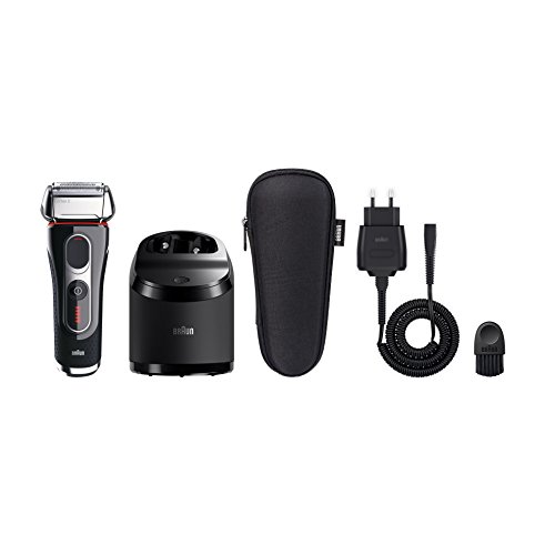 Braun Series 5 Elektrischer Rasierer 5090cc, mit Reinigungsstation Clean&Charge, schwarz/silber/rot - 5
