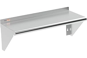 HZEEMFG Stainless Steel Wall Mounted Shelf 12x30 Inches, Heavy Duty Commercial Metal Rack Shelves for Kitchen, Home, Hotel,Restaurant, Garage and Laundry