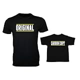 YaYa cafe Fathers Day and Carbon Family T-Shirt Combo for Dad and Son - Black - Men L Kid 1-2 Year