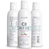 NUM NUM SUPERFOODS Pure C8 Oil MCT Medium Chain Triglycerides Pure 99.9% C8 Caprylic Triglycerides 100% Coconut source Boosts 3X More Ketones than Other MCTs - Trial pack 100 ml