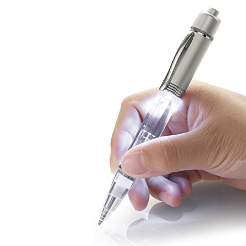 Glowseen LED-Licht Stift Light up Pen Licht für Nacht Schriftsteller mit extra Stift Minen,2per-pack,Weiß - 4