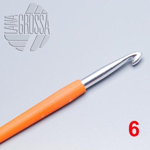 LANA GROSSA Häkelnadel Design mit Soft-Griff, Stärke 6.0 - Orange