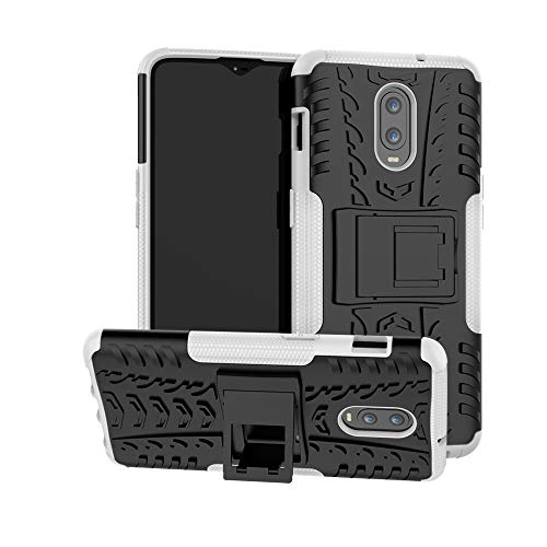 Preisvergleich Produktbild Abuenora OnePlus 6T Hülle, Schutzhülle Stoßfest Doppelte Schutzschicht Fallschutz Härte Robuste Case mit Ständer Handyhülle für One Plus 6T - Blanca