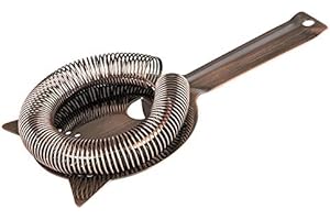 Buddy´s Bar - Barsieb, Hawthorne Strainer, hochwertiges Sieb passend für alle Gläser und Shaker, lebensmittelecht und hochglanzpoliert, mit Abnehmbarer Spiralfeder, Kupfer Antik