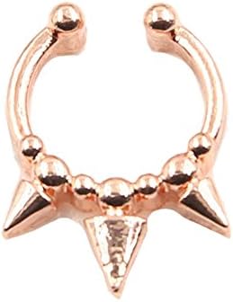 Fake Septum Clicker Nose Ring Non Piercing Hanger Clip Body Jewelry (Rose gold)