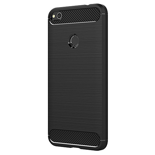 iVoler Funda Huawei P8 Lite 2017  Negro S  per TPU Silicona Carcasa Fundas Protectora con Shock- Absorci  n y Dise  o de Fibra de Carbon Para Huawei P8 Lite 2017