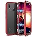 Produktbild CE-Link Kompatibel mit Huawei P20 Lite Hülle Glas mit Magnetisch Panzerglas Rückseite Durchsichtig Handyhülle Transparent Hard Case Ultra Slim Dünn 360 Grad Full Body - Rot + Schwarz
