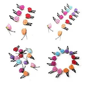 MOOLYAVAAN Products Colorful Glossy Rosses Tic-Tac Snap Prong Clips Bendy Short Long Hair Clips Barrettes for Ladies Girls Women Adults (PACK OF 5)