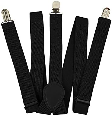 Szaerfa Men/Women's Unisex Adjustable Clip-on Braces Y-back Elastic Suspenders (black)