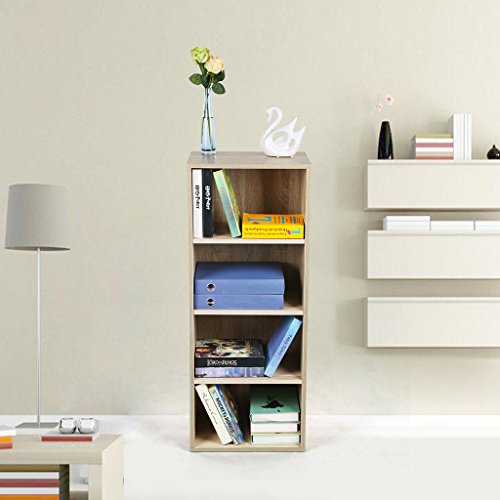 comprare on line SONGMICS Libreria Scaffale Mobiletto Armadietto Mobile in Legno Pannelli di Particelle a 4 Ripiani Noce LBC104H prezzo